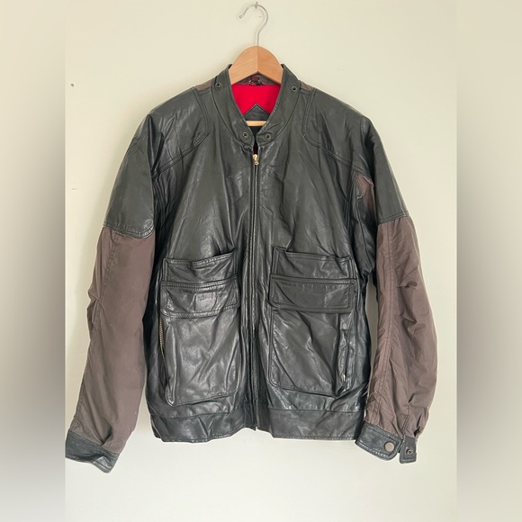 Vintage Chaps Ralph Lauren leather canvas bomber jacket Men's M - Picture 1 of 8